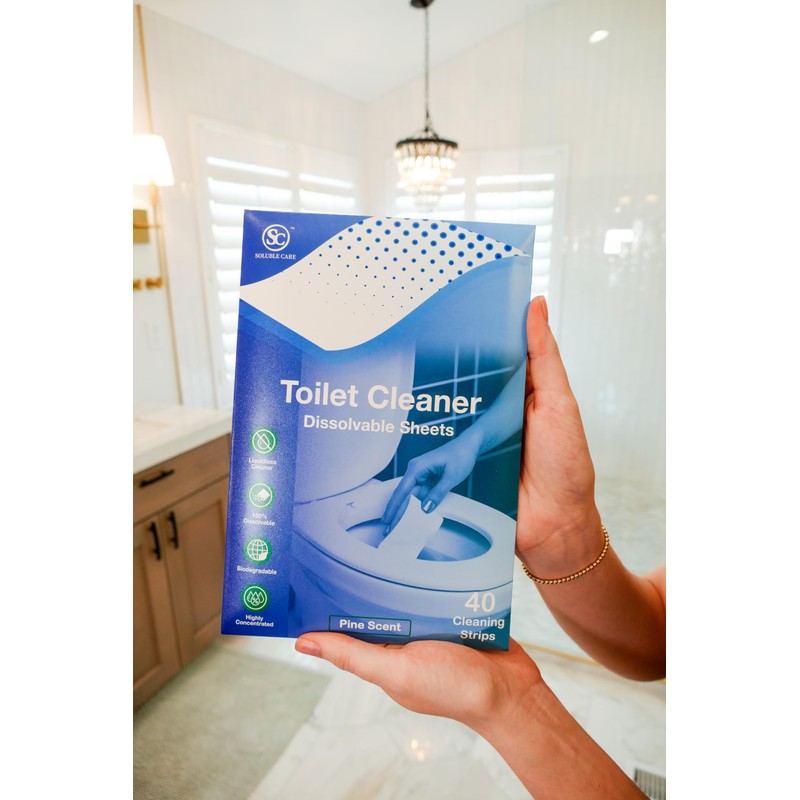 Soluble Care: Dissolvable Toilet Cleaning Sheets, Quick Dissolving, (Effective Easy