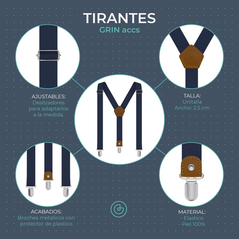 GRIN accs | Tirantes para Hombre | Con Piel Camel