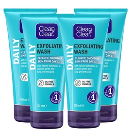 Clean & Clear Daily Exfoliating Face Wash, Oil-Free, 150ml, Pack of 4 | Unblocks Pores & Prevents Spots | Clearer, Smoother Skin from Day 1 | Click ‘Customise Now’ for More Bulk Buy Options