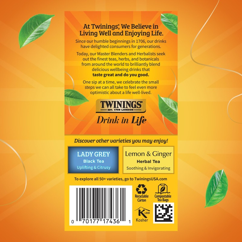 Twinings Earl Grey Lavender Black Tea Individually Wrapped Bags, 20