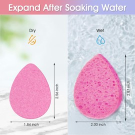 ORIGHTY 96 Count Facial Sponges for Cleansing, 100% Natural Cellulose Facial Sponges for Washing face, Compressed Cosmetic Spa Face Sponges for Exfoliating Mask, Makeup Removal, Pink