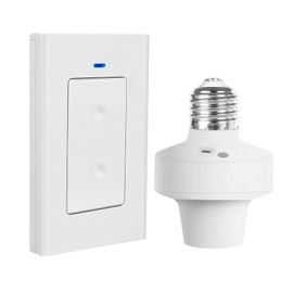 QIACHIP RF 433Mhz Wireless Remote Control Light Lamp Socket E26 E27 Bulb Base Holder, Light Switch Kit with Wall-Mounted Controller for Pull Chain Light Lamp Fixtures