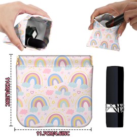 Deokke 2 PCS Coin Purse Pouch Squeeze Soft Leather PU Mini Wallet Small Change Holder Cute Aesthetic for Women Girls Men-Rainbow Dinosaur