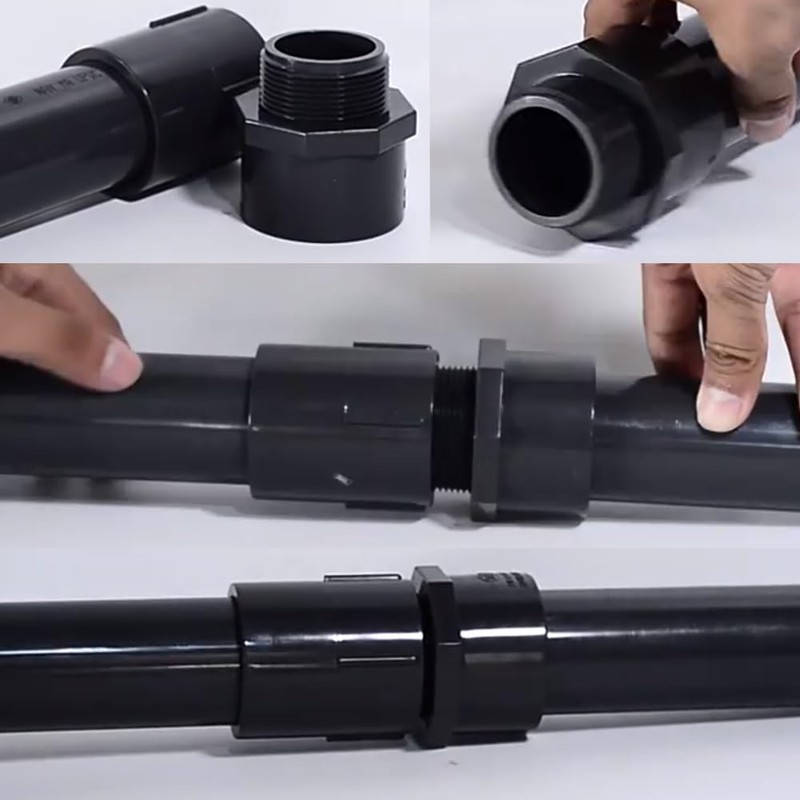 UPVC Pipe Threaded Connector, Industrial Grade ANSI SCH80 Gray U-PVC