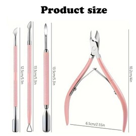 Cuticle Trimmer with Cuticle Pusher and Cuticle Nipper, 4 Pcs Cuticle Remover Tool Set,Nail Cuticle Remover Tool,Stainless Steel Cuticle Cutter Nail Clipper Trimmer Scissors for Fingernails