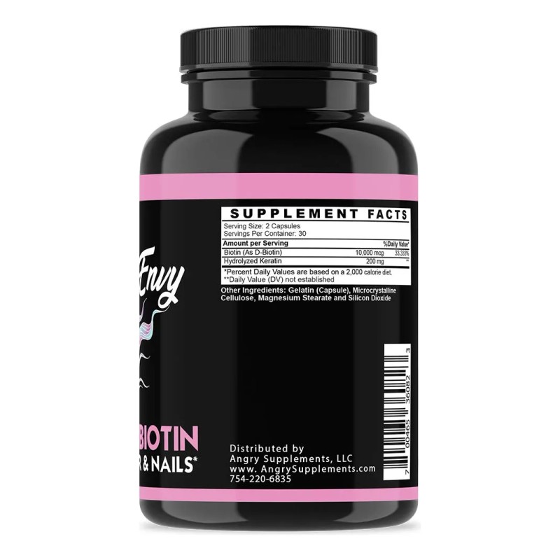 Angry Supplements Hair Envy Biotina 10000 Mcg Y Queratina