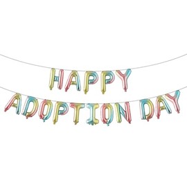 Happy Adoption Day Foil Balloons Letter Banner Balloons for Happy Gotcha Day, Child Pet Adoption Party Cat Dog Rescue Adoption Party Supplies 16inches (HAPPY ADOPTION DAY Rainbow)
