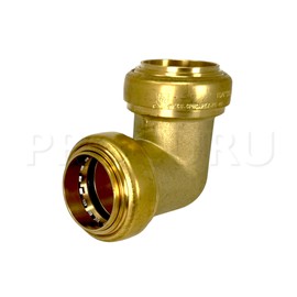 PROCURU 1-1/4 Inch PushFit 90 Elbow, Push-to-Connect Brass Plumbing Fitting for Copper, PEX, CPVC, PE-RT Pipe, Certified Safe (1.25", 1-Pack)