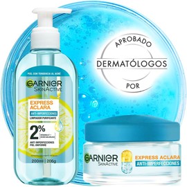 Kit Garnier Las Favoritos del Mariana - Express Anti Imperfecciones Gel Limpiador con Ácido Salicílico + Crema Facial Hidratante Matificante en Gel