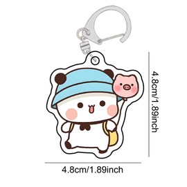 YOKUSHI 4 Pcs Bubu and Dudu Cute Keychains, Kawaii Cartoon Bears Panda Acrylic Key Chains for Women Backpacks Car Keys Gifts (C)