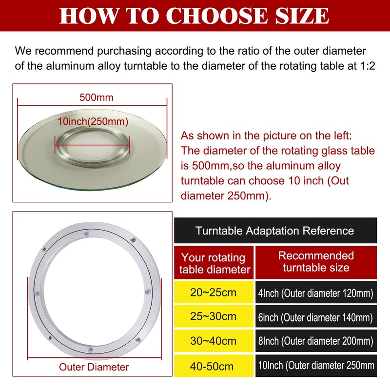 Swivel Turntable Lazy Susan Heavy Duty Aluminium Alloy Rotating Bearing
