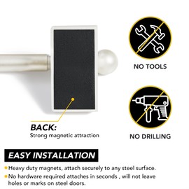 Deconovo Adjustable No‑Drill Curtain Rods 2 Pack, 9-16 Inch, Powerful Magnetic Hold for Metal Doors Windows, Rental‑Friendly Stainless Steel, Easy Install for Apartments, Nursery, Offic