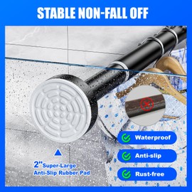 Ausemku Shower Curtain Rod Tension - 26-76 Inch Never Rust Non-Slip Spring Tension Curtain Rod No Drilling Stainless Steel Curtain Rod Use Bathroom Kitchen（Black）