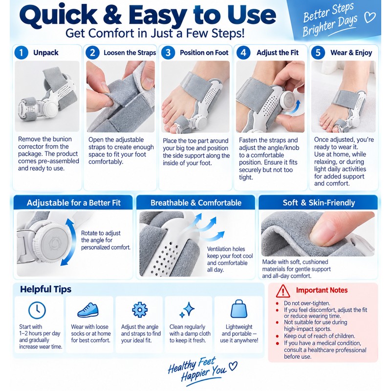 Adjustable Toe Alignment Corrector for Daily Foot Support – Soft