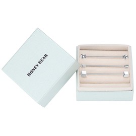HONEY BEAR Mens Shirt Collar Bar Pin Clips Clasp Set Business Gift 65mm (Mix Silver C 3pcs Set With Box)
