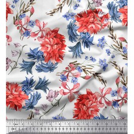 Soimoi Poly Crepe Fabric Flower Print Fabric by Yards 42 Inch Wide