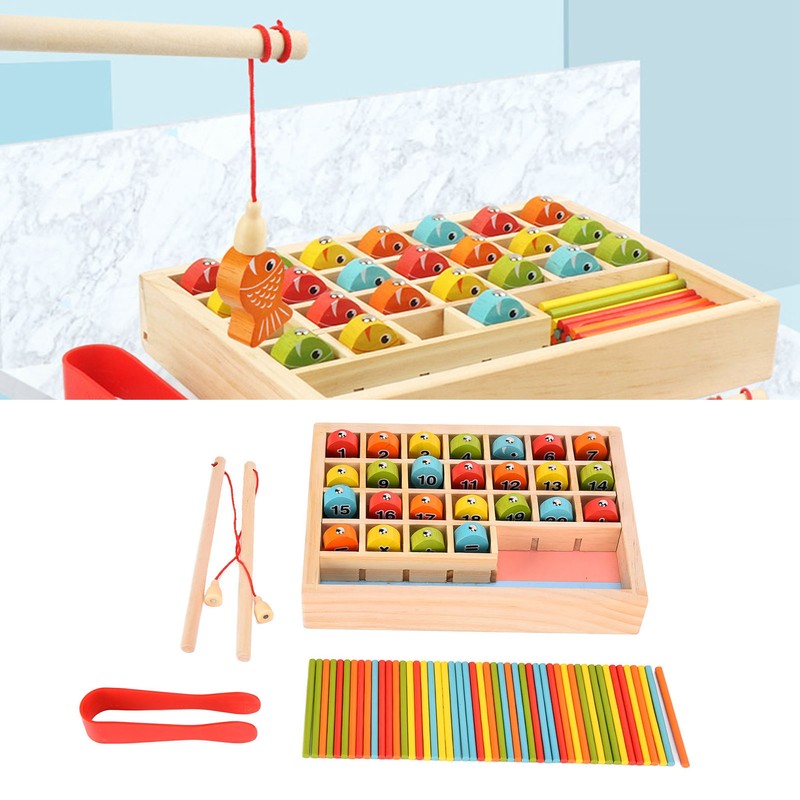 Wooden Magnetic Fishing Game Safe Letters Cognition Preschool Gift for