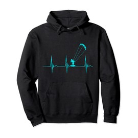 Kitesurfing Kitesurfer Heartbeat EKG Pulse Kiteboard Pullover Hoodie