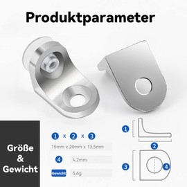 MANICAF 24 Stück Regalbodenträger, Einlegeboden Halter mit Saugnapf, 15mm x 20mm Bodenträger, Regalbodenhalter aus Zinklegierung für Möbel, Schränke, Schränke, Bücherregale, Regale
