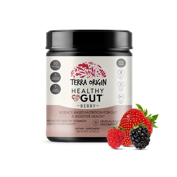 TERRA ORIGIN Healthy Gut Powder (Berry Flavor) |30-Servings with L-Glutamine,