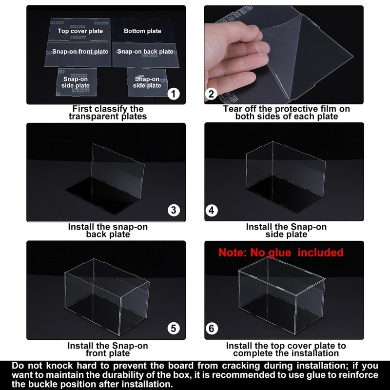 sourcing map Acrylic Clear Display Case Box Dustproof Protection Showcase
