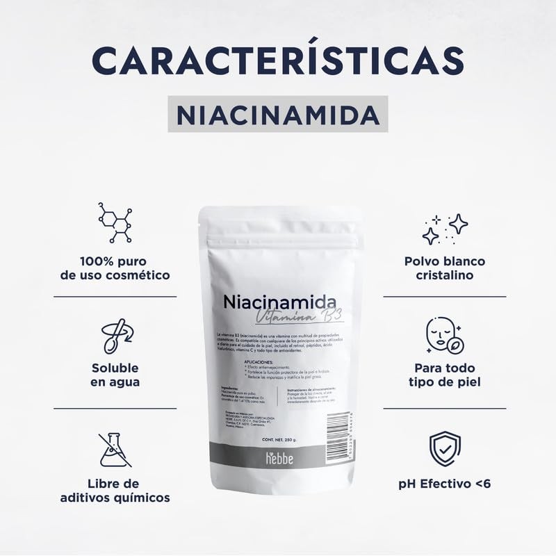 Hebbe - Niacinamida Pura para Rejuvenecimiento y Cuidado de la
