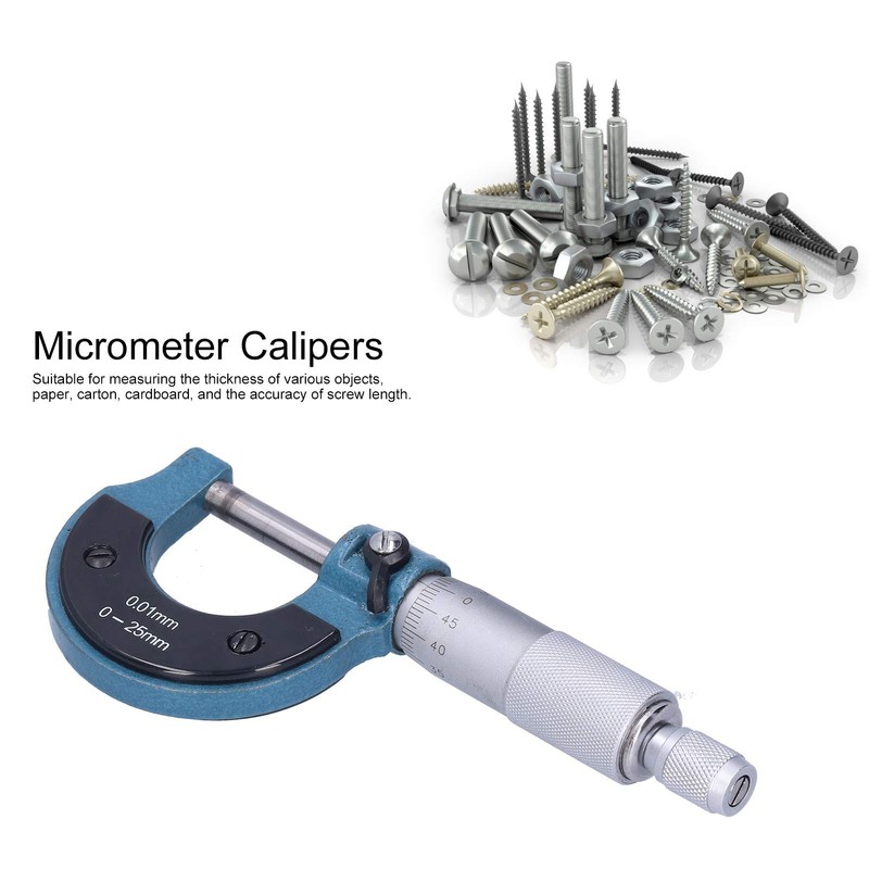 Outside Micrometer, External Micrometer, 0-25 mm Range 0.01 mm Resolution,