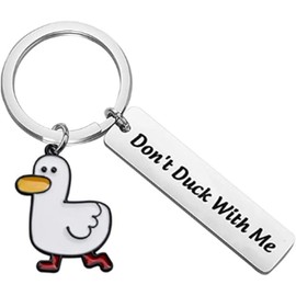 EACTEL Cartoon Duck Keychain Don’t Duck with Me Metal Duck Lovers Gift Key Chain Keyrings Gift Present for Boyfriend Husband Girlfriend Couple (silver)
