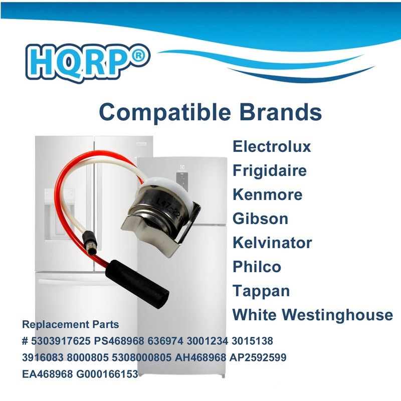 HQRP 2-Pack Refrigerator Defrost Thermostats Replacement for Frigidaire 5303917625 AP2592599
