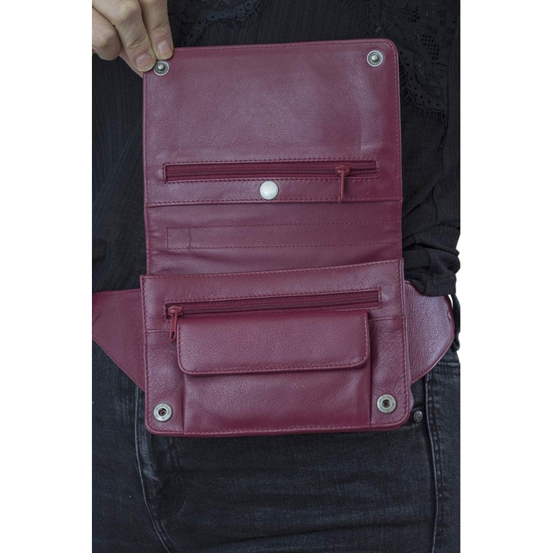 LEAS Travel-Line Belt Bag with Full Leather Trim Genuine Leather