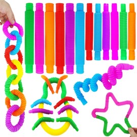 Pop Tubos, Tubos Elásticos Reductores De Estrés, Tubos de Juguetes Sensoriales Para Aliviar El Estrés Emocional Para Autismo,Juego De 24 Juguetes Sensoriales Para Ansiedad,Juguete Plegable Para Niños