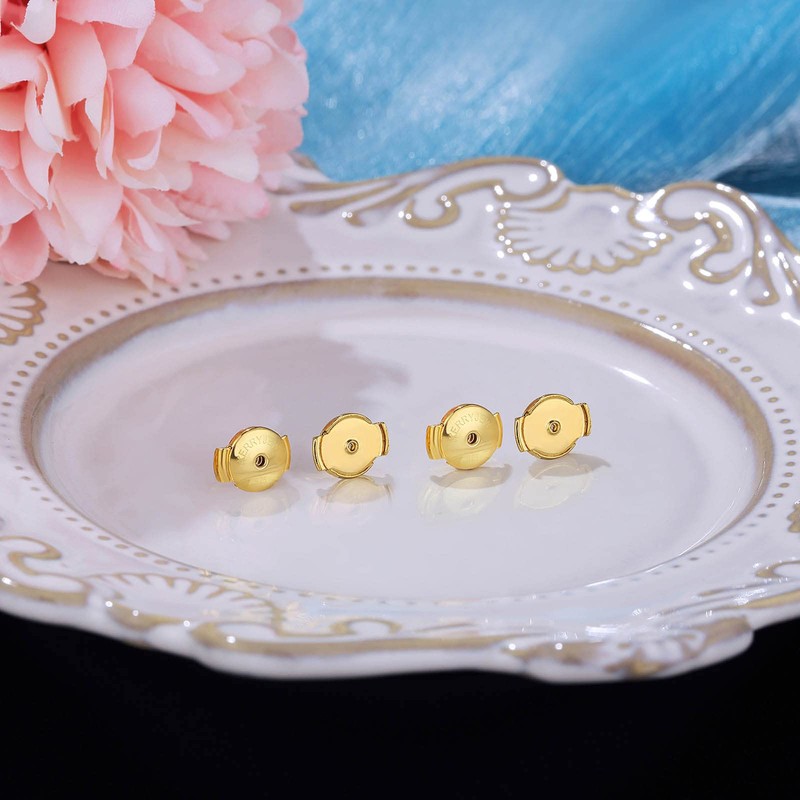 14K Sterling Silver Locking Earring Backs, 2 Pairs - Secure,