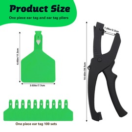 100Pcs Z Tags One-Piece Cattle Ear Tags TPU Blank Livestock Animal Identification with Professional Animal Ear tag applicator for Cattle,Sheep Goat, Pig (Green)