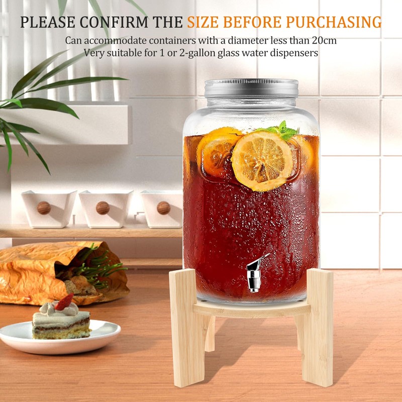 FwQoFvk Beverage Dispenser Stand, Bamboo Wood Juice Dispenser Stand, Stable