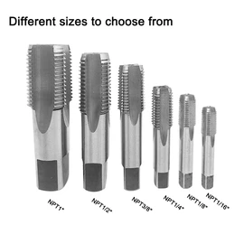 SEIWEI 6PCS NPT Pipe Tap Set, 1/16" 1/8",1/4", 3/8", 1/2", 1" NPT Tap Set, HSS Hand Threading Plumbing Tap Set for Accurate Threads, Assorted Plumbers Mechanics DIY Thread Cutting Tools