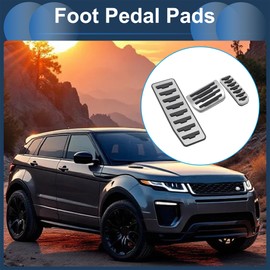 PARSLUCK 3 Pcs Automatic Foot Pedal Pads Foot Accelerator Pedal Covers for Land Rover Range Rover Evoque 2012-2019 Stainless Steel Silver Tone