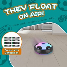 2 Pack Hover Soccer Ball with 8 Pcs Batteries, Air Floating Soccer Toy with LED Lights and Foam Bumper, Indoor Games for Kids 4-8-12, Toys Gifts for 3 4 5 6 7 8 9 Year Old Boys Girls