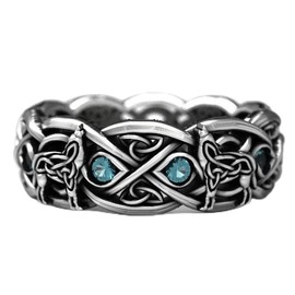 Koguxuix Fashion Jewelry Vintage Silver Celtic Wolf Topaz Stone Ring Euramerican Wolf Totem Ring for Women Men (9)