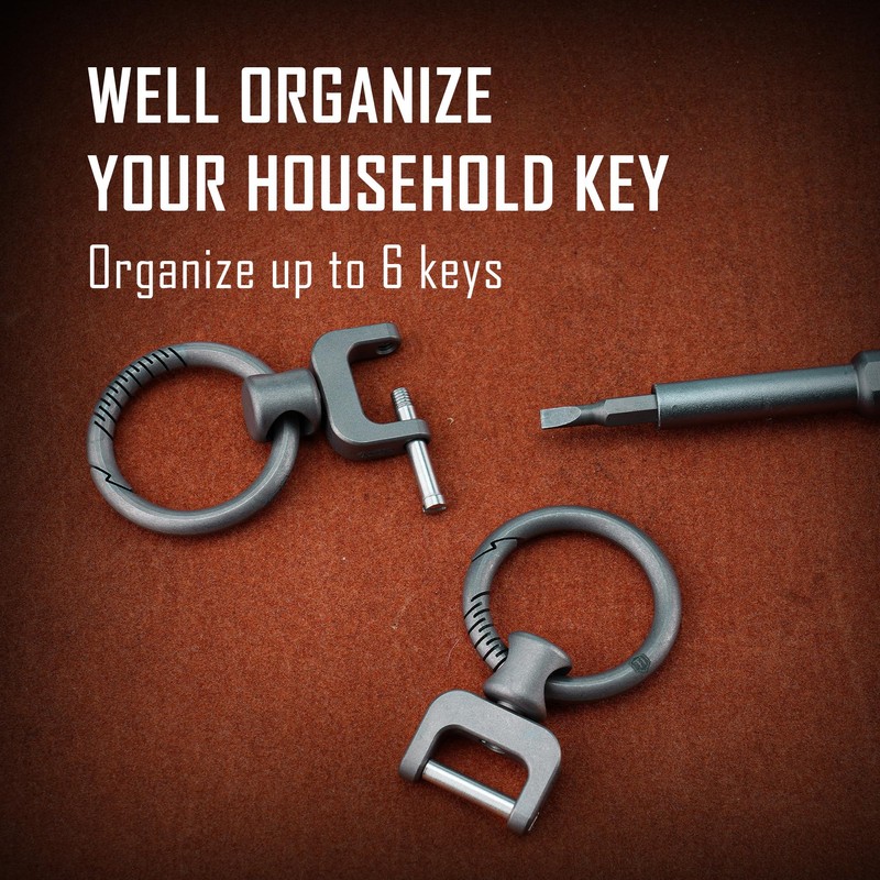 KeyUnity KA36M Titanium Side Print Keychain, Minimalist Split Key Chain