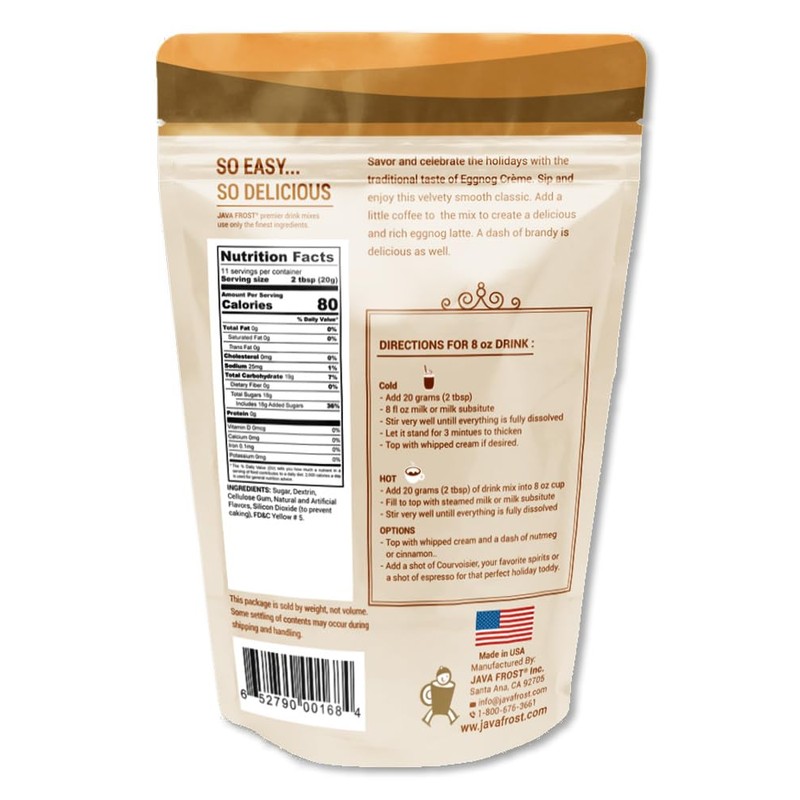 Instant Eggnog Drink Mix, 8 oz Bag (4 Pack)