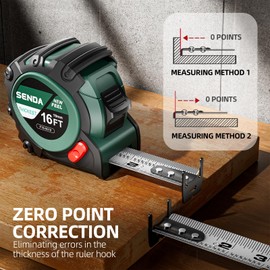 SENDATOOLS 4 Pack Tape Measure 16Ft - Heavy Duty Tape Measure with 25mm Wide with Three Stops, High Precision Measuring Tape Retractable Measuring Tape, Rubber for Comfortable Grip, Fraction Markings