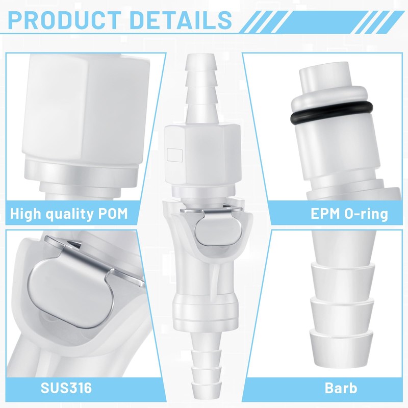 Chunful 20 Pcs 1/4" Quick Disconnect Connect Hose Barb Insert