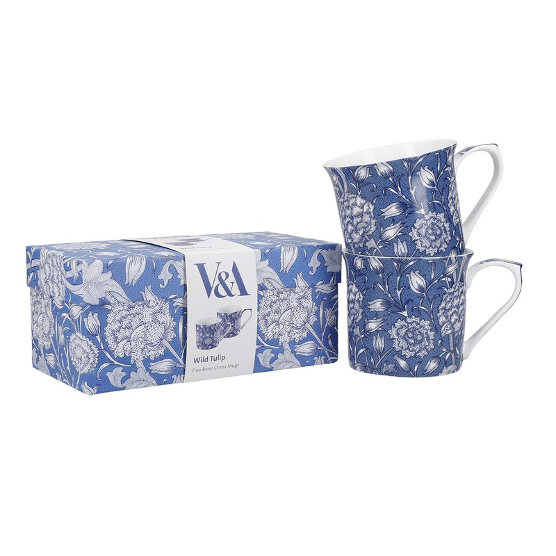 V&A MGB1979 Wild Tulip Mugs in Gift Box, Fine Bone