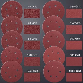 LESNIC 100 Grit Sanding Discs 50pcs, 125mm Sanding Discs 5 inches 8 Holes Fibre Backed Abrasive Discs Hook & Loop for Orbit Orbital Sanders and All Oscillating Tools