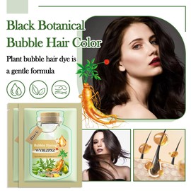Black Plant Bubble Hair Dye,10 Pack Mild Hair Dye Shampoo,High Coverage Hair Color Shampoo for Grey Hair,Long Lasting Black Hair Dye for Women and Men