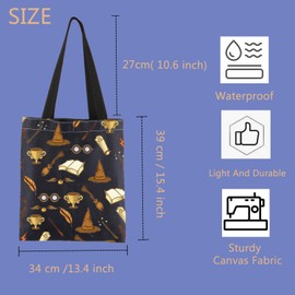 Fantasy Novels Inspired Gift Book Lover Gift Wizard Castle Gift Magic School Wizards School Tote Bag (HP Book Tote CA)