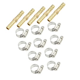 REPAIROCK 1 Set 6mm Copper Hose Barb Fitting Connector with 10 Clamps Durable Material Auto Replacement Parts
