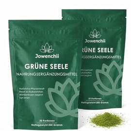 2 Pack Grüne Entgiftungspulver, 200g Superfood Helfer Pulver, Greens Pulver Helfer, Pflanzenpulver mit Matcha, Gerstengras, Heidelbeeren, Rich in Macronutrients, Micronutrients & Fiber