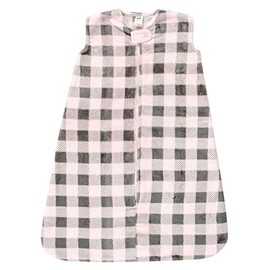 Hudson Baby Unisex Baby Plush Sleeping Bag, Sack, Blanket, Sleeveless Pink Gray Plaid, 0-6 Months