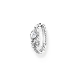 Thomas Sabo Single Hoop Earrings Rope with Knot 925 Sterling Silver CR695, Sterling Silver, No Gemstone